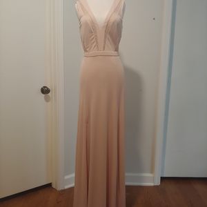 BCBG Maxazria, Long Rose/Nude Formal Dress, Size 10 NWT